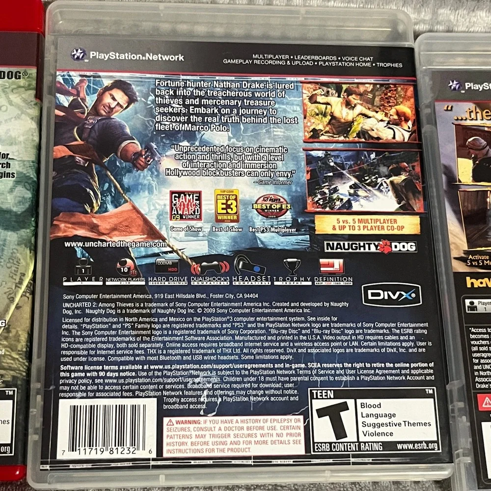 Uncharted PS3 Game Collection by Naughty Dog 3 Discs 1, 2, &3 EUC PlayStation